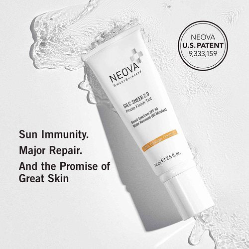 NEOVA SmartSkincare Silc Sheer 2.0 Tinted Sunscreen 2.5 fl oz | Broad Spectrum SPF 40 | Up To 80 min. Water Resistance | Oil & Fragrance Free | For All Skin Types