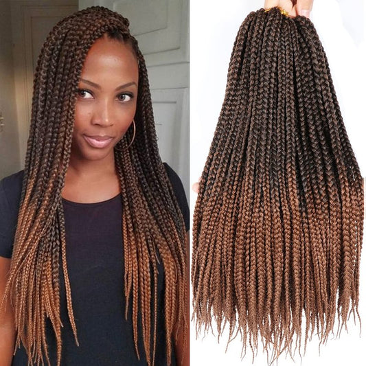 7 Packs Goddess Box Braids Crochet Hair 18 Inch Prelooped Crochet Box Braids Crochet Hair for Black Women Braiding Hair (18 Inch 7 Packs, #1B/30)