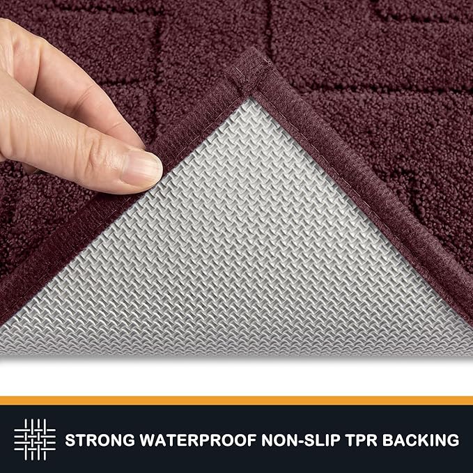 PURRUGS Dirt Trapping Door Mat 24" x 35.5", Non-Slip Machine Washable Entry Rug, Dog Doormat, Indoor Front Door Mat, Super Absorbent Entryway Rug for Muddy Shoes & Paws, Burgundy Red