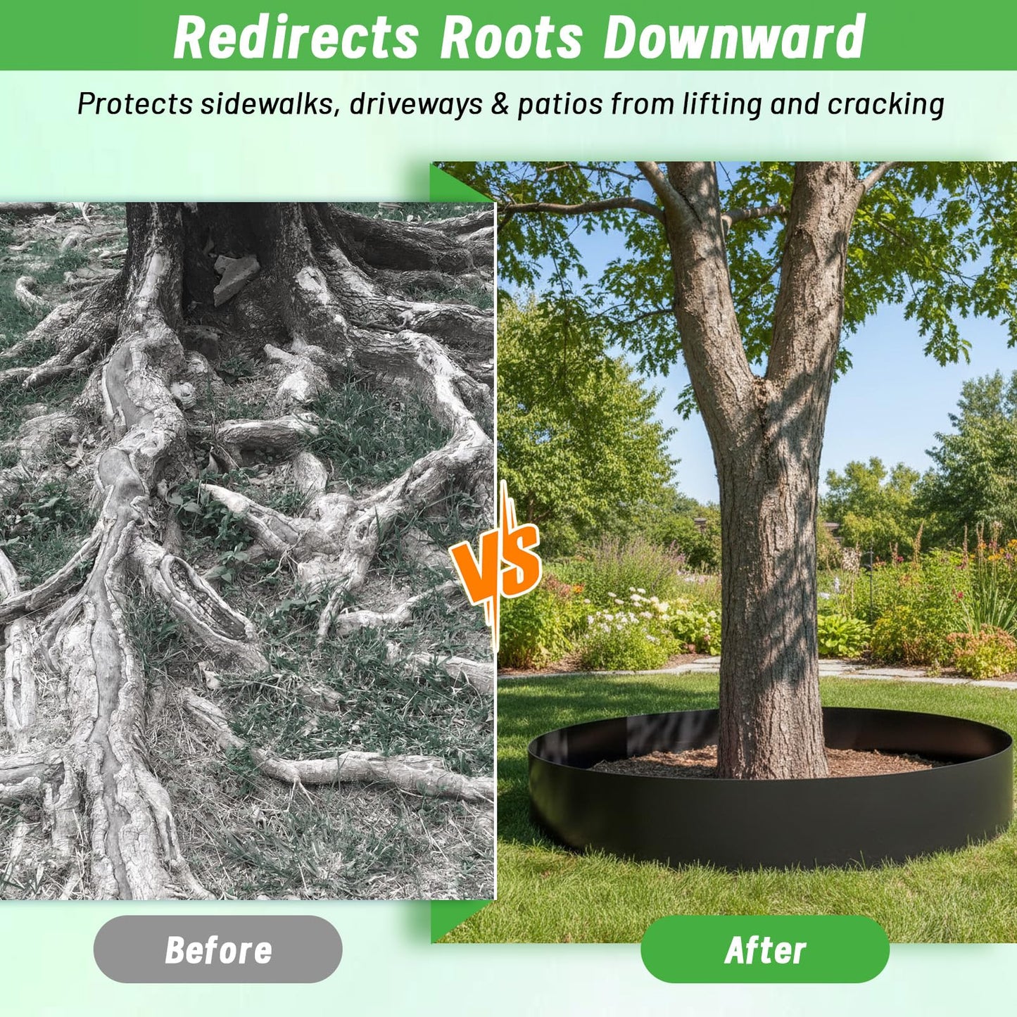 Convivium Tree Root Barrier 12in x 20ft x 60mil, Heavy-Duty Recycled HDPE Root Blocker Roll, Bamboo Barrier for Landscaping, Lawn & Garden Edging, Sidewalk & Foundation Protection