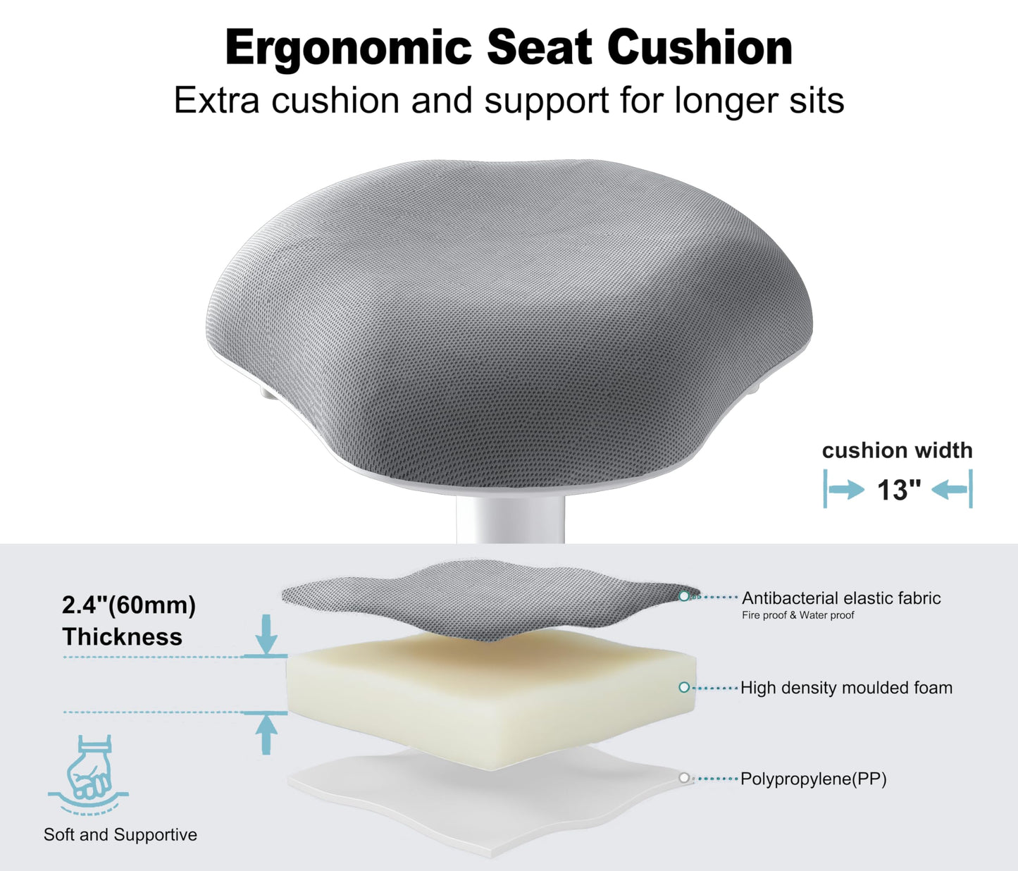 ERGO COLLECT Wobble Stool - Adjustable Height Standing Desk Chair | Sit Stand Stool with 360-Degree Non-Slip Swivel Base|for Home,Office and Classroom(Light Wood)