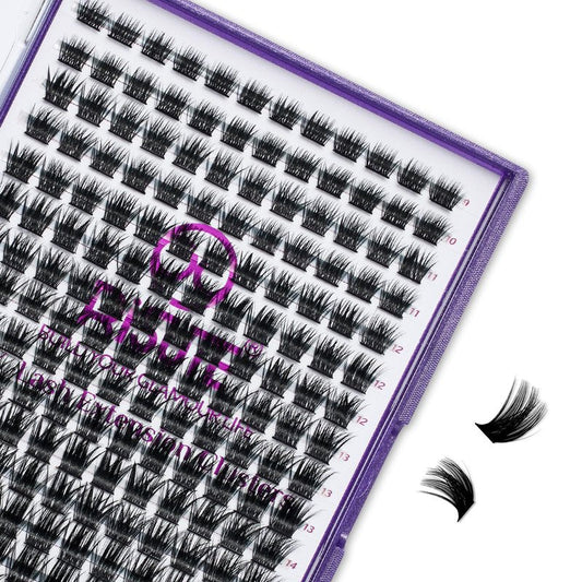 Lash Clusters DIY Eyelash Extension: Mega Volume C D Curl Individual Lashes 192PCS - Eyelash Clusters Extensions Wispy Natural Look False Lashes Cluster Fake DIY at Home 9-16mm RW01 by Risute