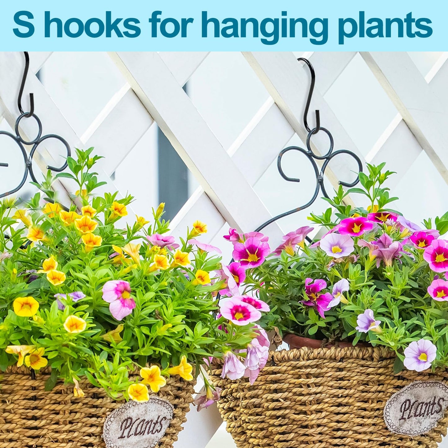 ESFUN 24 Pack S Hooks, 3.5 Inch Heavy Duty S Hooks for Hanging Plant, Large Closet Rod Hooks for Jeans Bags, Black Metal S Shaped Hook for Plant Basket, Pots Pans Wire Shelf Rack, Utensils, Towels