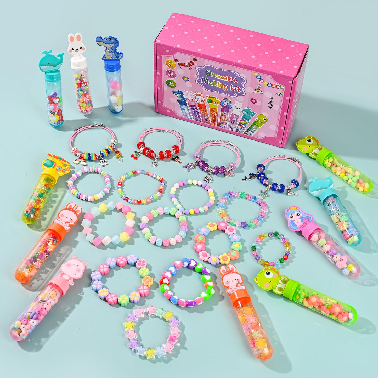 Ulema 24Pack Party Favors Birthday Return Gifts Goodie Bags Charm Bracelet Jewelry Making Kit Valentine's Day Gifts Friendship Bracelet Kit Classroom Rewards