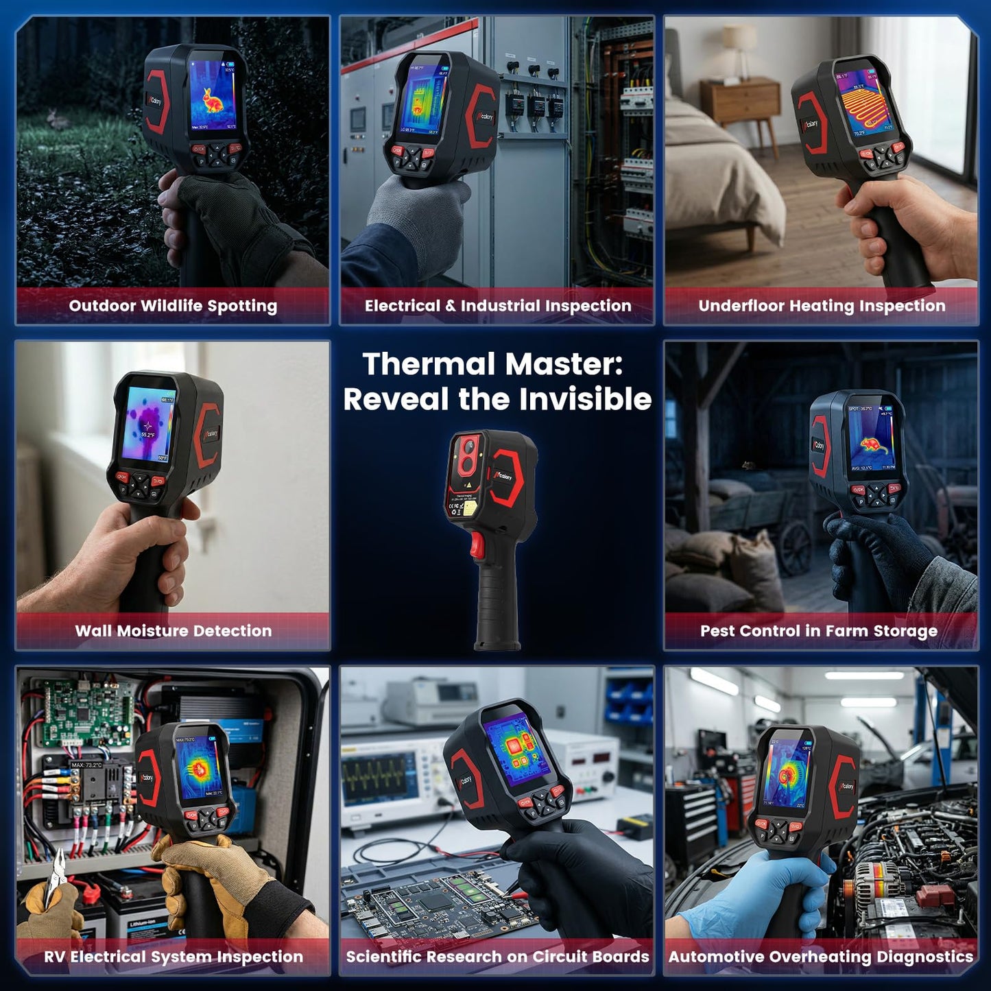 Hcalory T2-G Handheld Thermal Camera with 512*384 TISR Resolution, 256*192 IR Resolution, 8GB Memory, -4°F to 1022°F, 6-Hour Battery Life, 25Hz Infrared Camera with PC Software for Offline Analysis