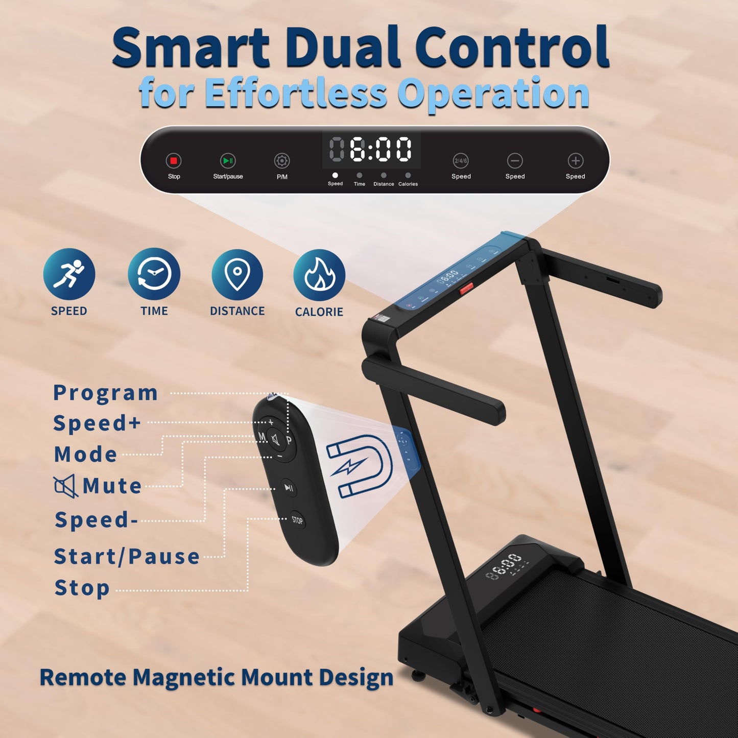 Foldable 4 in 1 Treadmill Walking Pad with Incline Remote Control Compact 3.0HP Under Desk Treadmill for Home Office Fitness 300 lbs Capacity with Handle Bar