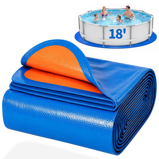 18FT Round Pool Liner Pad for Above Ground Pools, 180 GSM Heavy-Duty Puncture Resistant Under Mat, Underlayment Outdoor Tarp Protector for Lawn Concrete, Pool Floor Base Pad, Extends Liner Life
