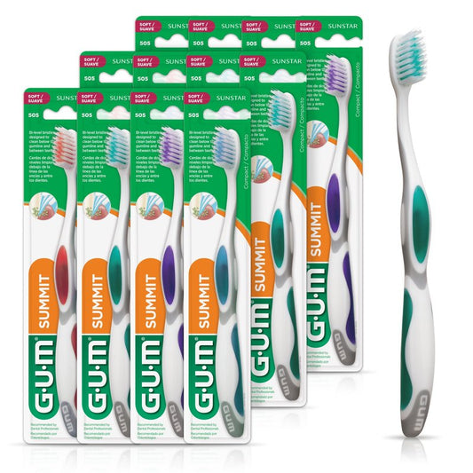 GUM Summit+ Soft Toothbrush, 505ECM12, Compact Head, Soft Bristles, Professional Sample, 1 Count(Pack of 12)