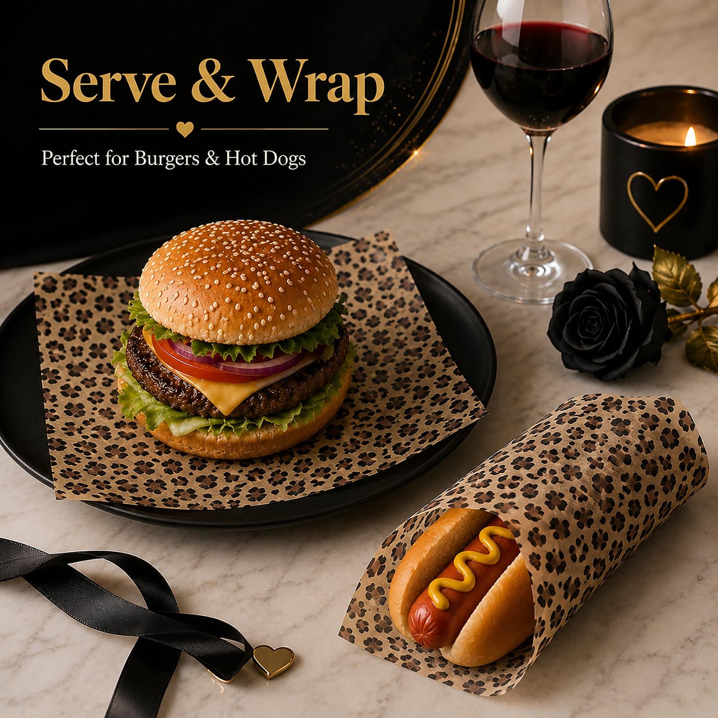 150 Sheets Cheetah Wax Paper for Food Deli, 9.8 x 8.3'' Leopard Greaseproof Sandwich Wrapping Paper for Picnic Basket Liner Party Supplies (Brown)