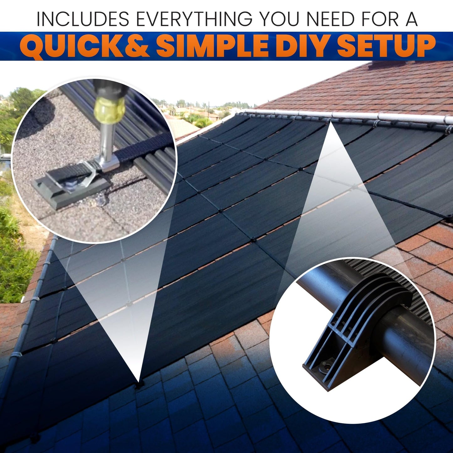 Highest Performing Design - DIY Solar Pool Heater Kit - 15-20 Year Life Expectancy (4-4x10 / 1.5" I.D. Header)