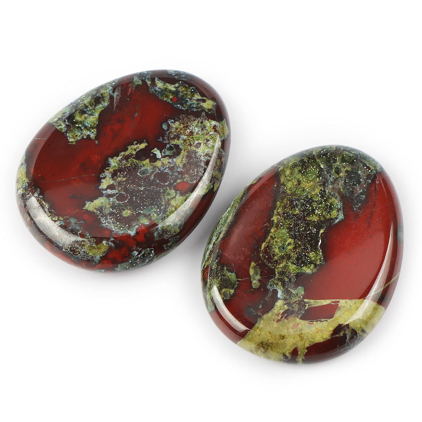 Artistone Dragon Blood Stone Crystal Thumb Worry Stone Hand Carved Healing Crystal Pocket Palm Stone for Anxiety Stress Relief, Meditation Reiki, Water Drop Shaped (Pack of 2)
