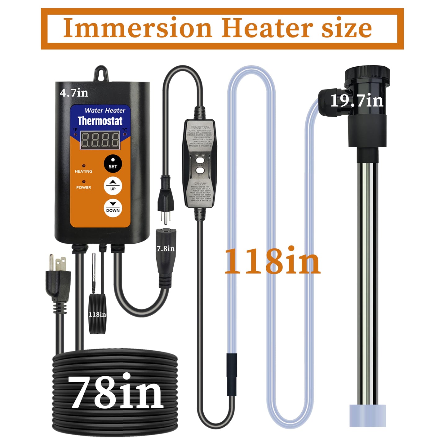 LASTINGCAPE 240V 3500W Fully Submersible Portable Electric Hot Tub & Pool immersion Water Heater with Thermostat, GFCI plug for spa tub, Baptismal pool, inflatable pool,above ground pool and Bathtubs