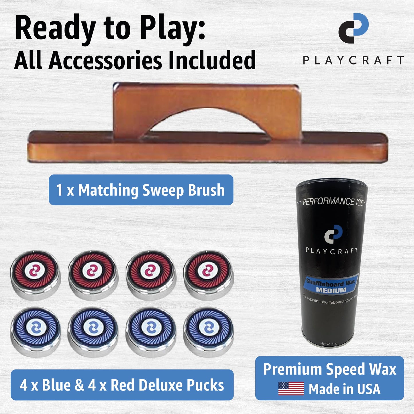 Playcraft Woodbridge Shuffleboard Table with Storage Cabinet - Shuffle Board Game Table Set with Matching Abacus, 8 Pucks, Brush & Wax (Made in USA) - Pro Style Climate Adjusters - Cherry - 14ft