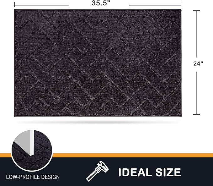 PURRUGS Dirt Trapping Door Mat 24" x 35.5", Non-Slip Machine Washable Entry Rug, Dog Doormat, Indoor Front Door Mat, Super Absorbent Entryway Rug for Muddy Shoes & Paws, Black