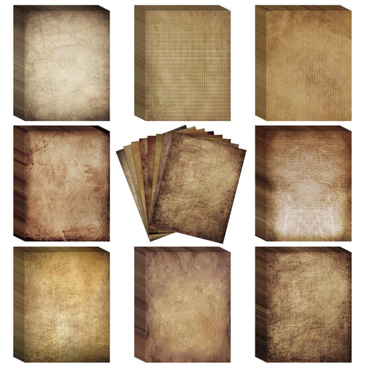 120 Pcs Vintage Stationery Paper 8.5 x 11 Inch Vintage Antique Letterhead Papers Double Sided Parchment Antique Colored Printed Paper for Letter Writing, Certificates, Diplomas, Resumes, 100 GSM