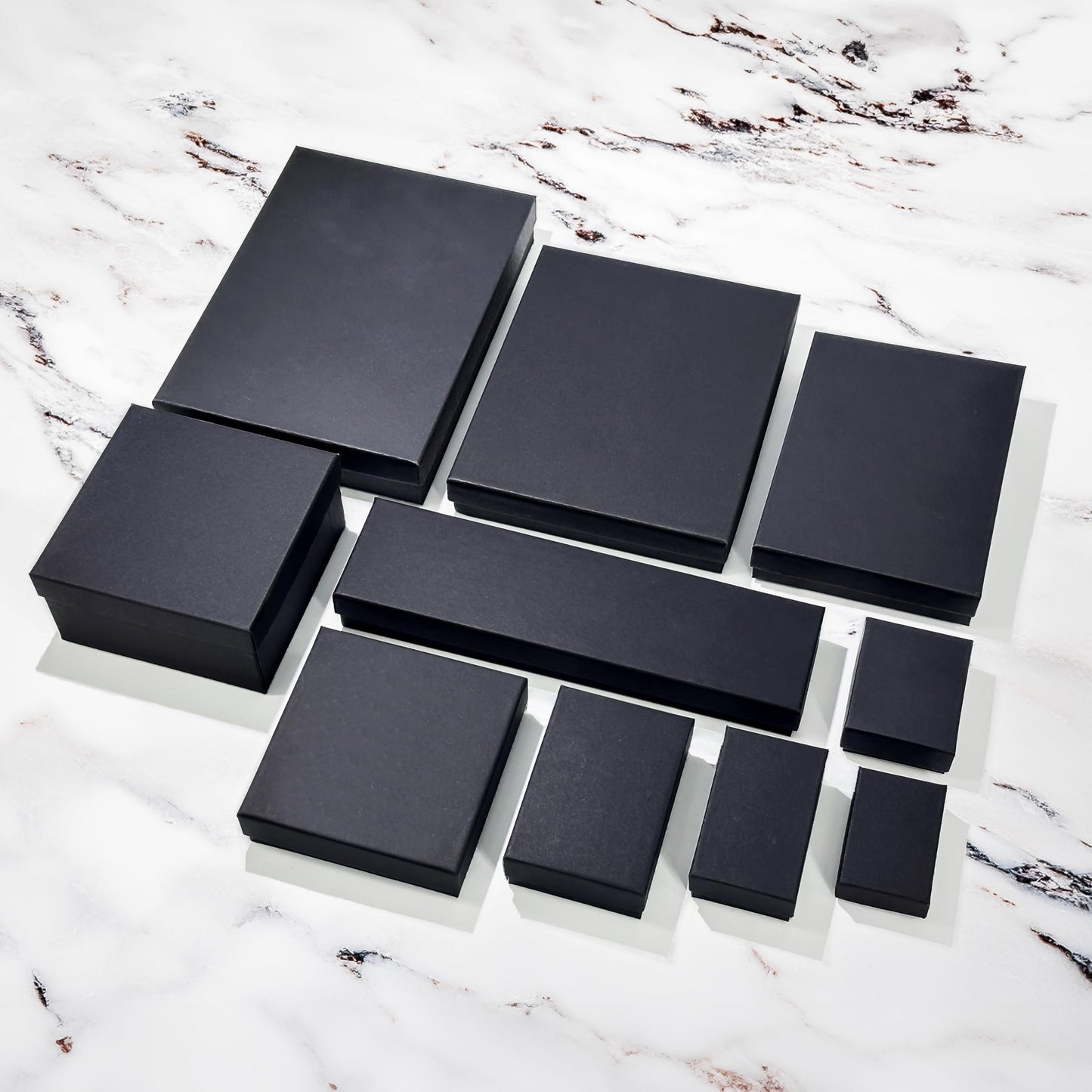 TheDisplayGuys - 25-Pack #32 Cotton Filled Cardboard Paper Jewelry Boxes Gift Case - Matte Black (3.3" x 2.3" x 1.0") - for Shipping or Storage