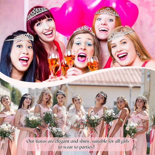Riceshoot 50 Pcs Tiaras Crowns Bulk for Women Crystal Princess Tiara Queen Rhinestone Crown with Comb Bridal Wedding Headband for Women Prom Birthday Party Hair Accessory(Silver,Classic Style)