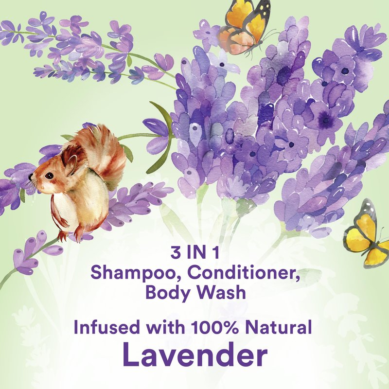 Suave Kids Natural Lavender Oil 3-in-1 Tear Free, Body Wash, Shampoo and Conditioners, No Sulfates, No Parabens, No Silicones, No Dyes, 16.5 Oz Pack of 4