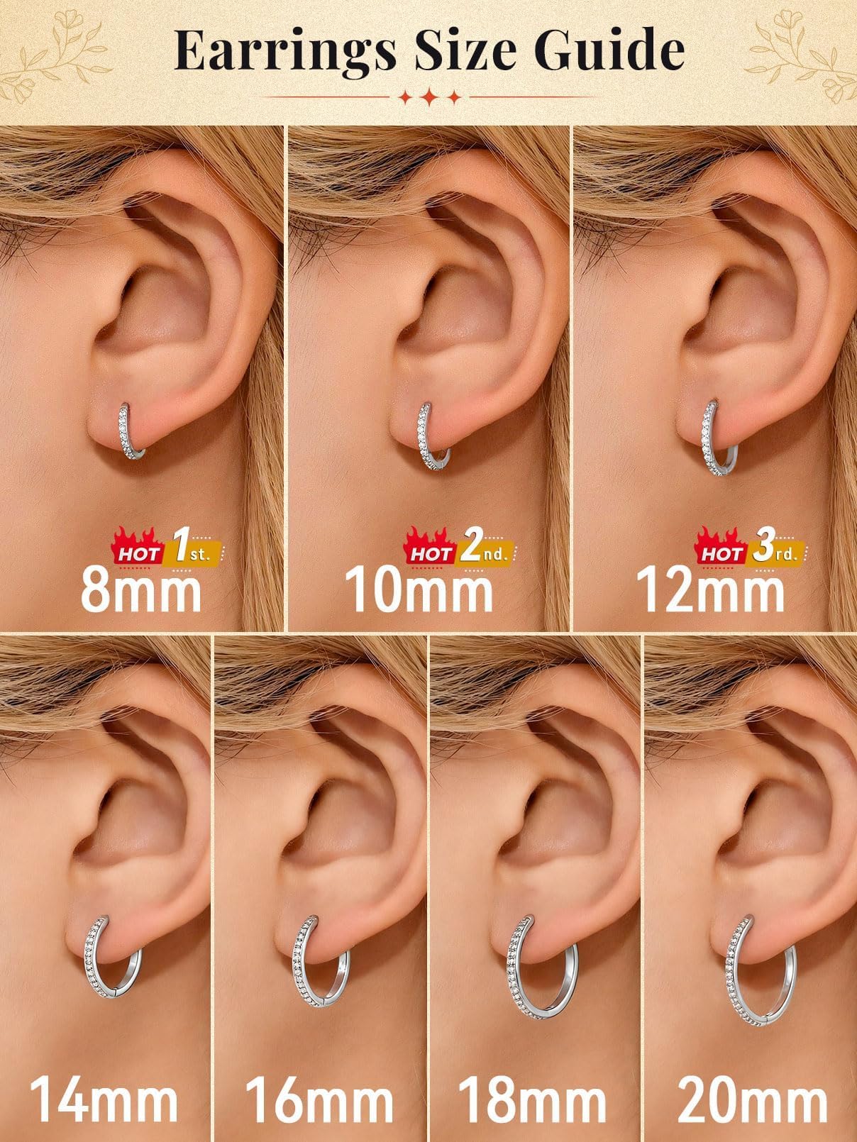 FaithHeart Cubic Zirconia Hoop Earrings for Women, Silver Hypoallergenic Huggie Hoop Earrings, Small Cartilage Earrings for Women 18mm, Send Gift Box