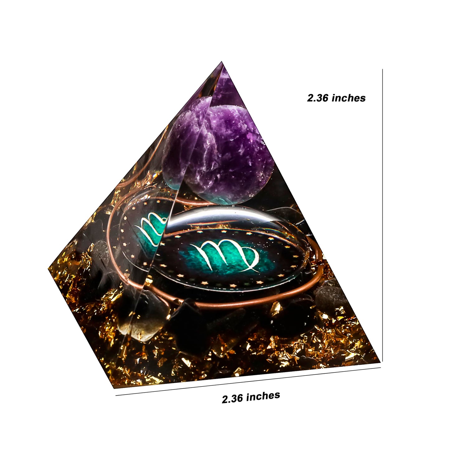 12 Zodiac Orgone Crystal Pyramid, Natural Amethyst with Obsidian,Healing Crystals Pyramid for Protection Chakra, Unique Constellation Pyramid for Positive Energy, Healing Money Health(Virgo)