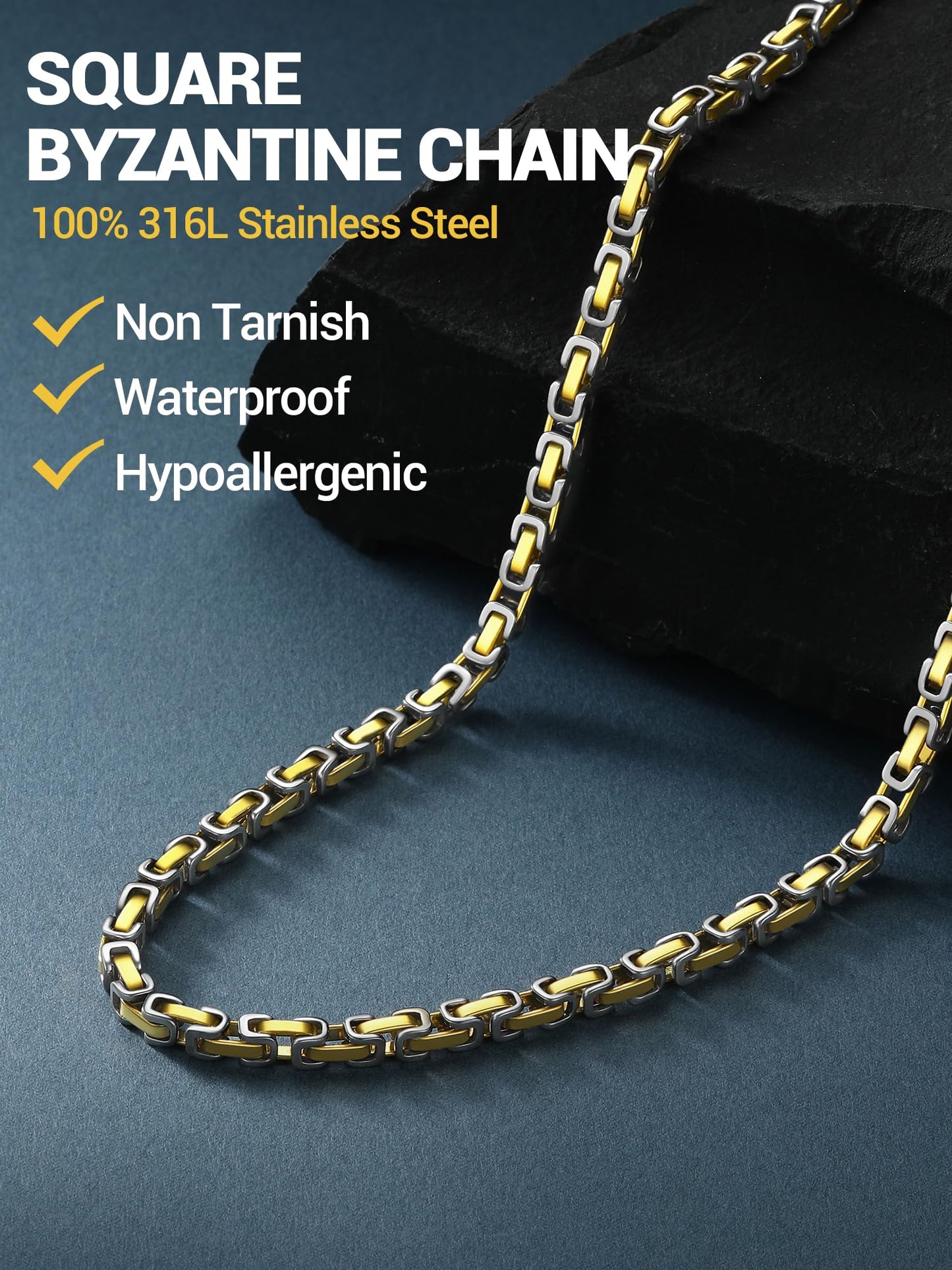 PROSTEEL Mens Necklace 4mm Stainless Steel Chain Necklace For Men Aesthetic Jewelry