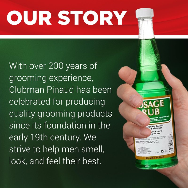 Clubman Jeris Osage Rub Professional Size - 14 fl oz Hair Tonic for Men, Refreshing and Invigorating Experience, Perfect for Men's Grooming Needs
