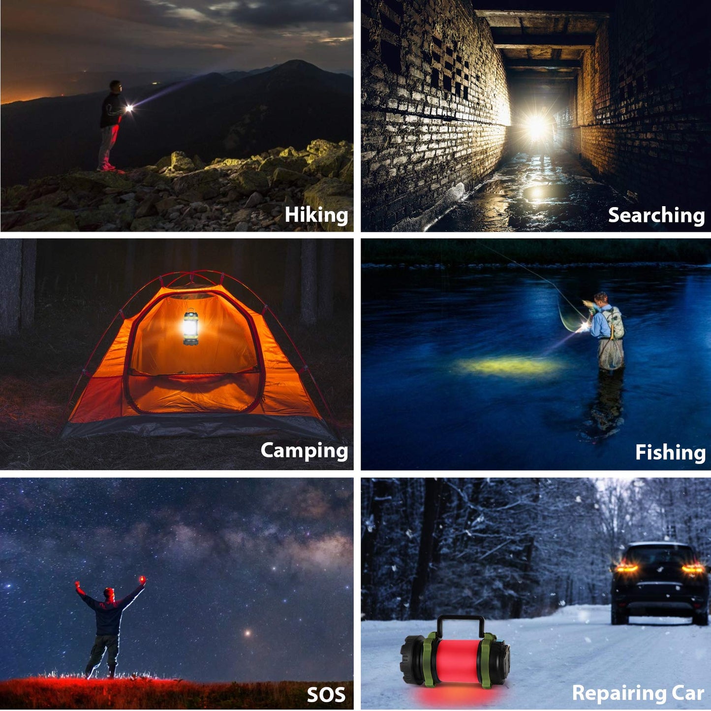 BOBKID 2 Pack Camping Lantern, Outdoor LED Camping Light, Rechargeable Flashlights with 1000LM, 6 Modes, IPX5 Waterproof Portable Emergency Camp Light for Hurricane Survival - Green