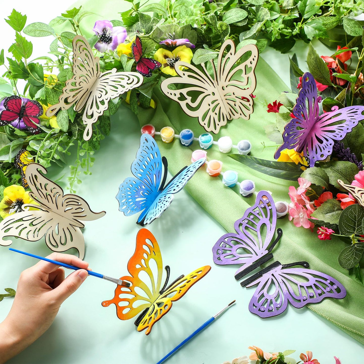 Yousoontic 20 Pcs Spring 3D Wooden Butterflies for Crafts Wood Butterfly DIY Crafts Unfinished Wooden Butterfly Cutouts Ornaments for Painting Spring Summer Tiered Tray Tabletop Decor
