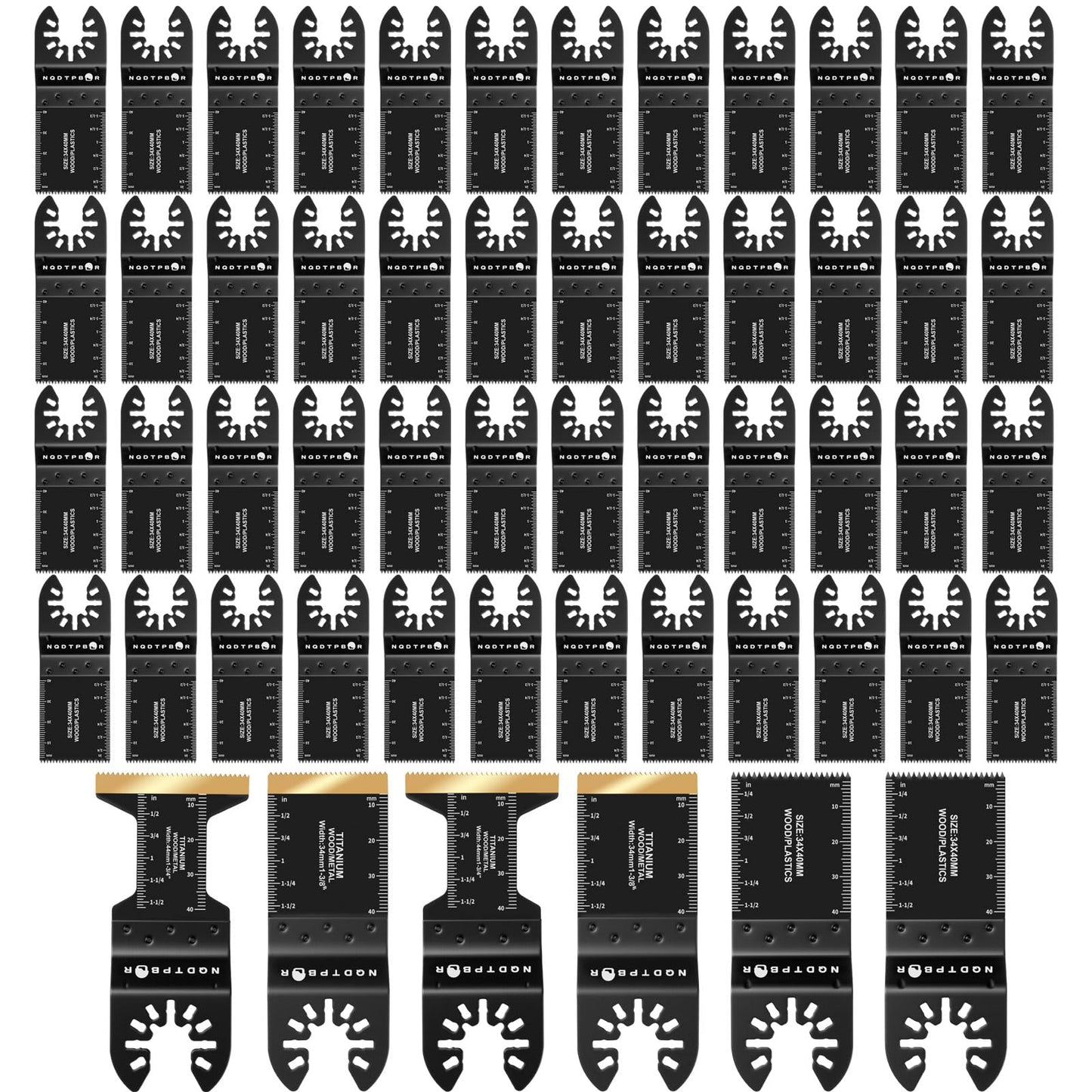 54 PCS Oscillating Saw Blades Professional Universal Wood Multitool Blades Titanium Oscillating Tool Blade for Metal Nails, Wood and Plastic Multi Tool Blades Kits (54PCS)