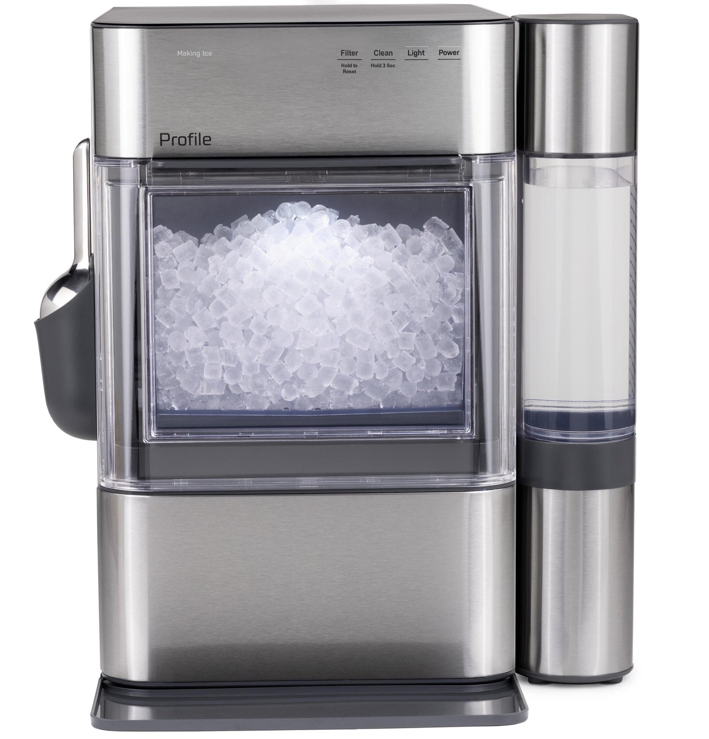 GE Profile Opal 2.0 Ultra Nugget Ice Maker with Side Tank and Scale Inhibiting Filter, Scoop Included, 38 lbs in 24 Hours, Pellet Ice Machine with WiFi & Smart Connected, Stainless Steel