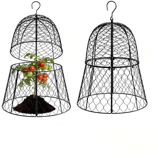 2PCs Plant Protectors from Animals, Metal Garden Cloches for Outdoor Plants, 4-in-1 Modular Design, Anti-Rust Coated Chicken Wire Cages to Keep Squirrel, Rabbit, Bird Out, 13'' x 11.8''