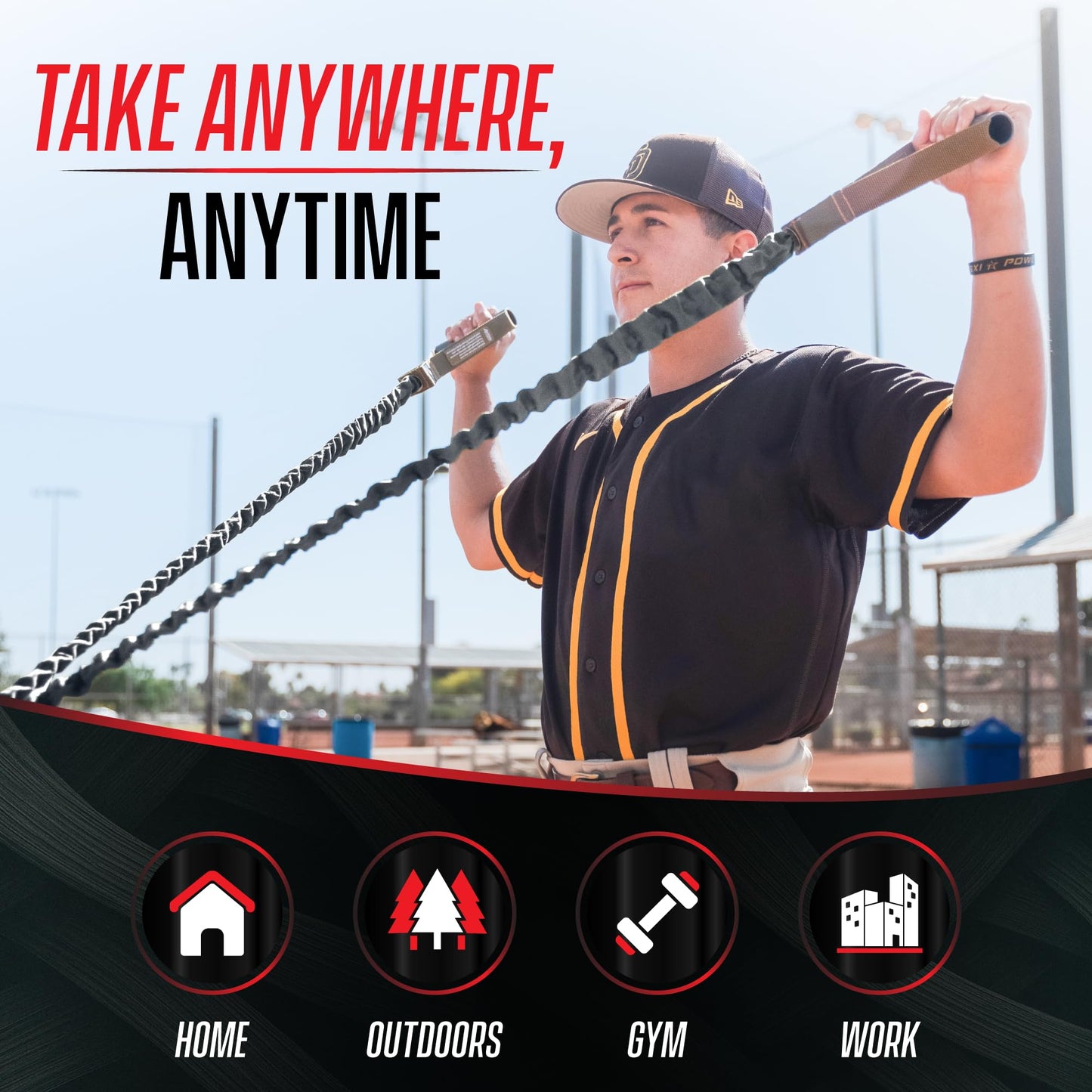 4KOR Cross Anchor Shoulder Performance Training System. Resistance Cords with Handles and Dynamic Workout Guide. Exercise Bands with Nylon Sleeves, Rubber Grips, and Carry Bag for Rehab and Strength