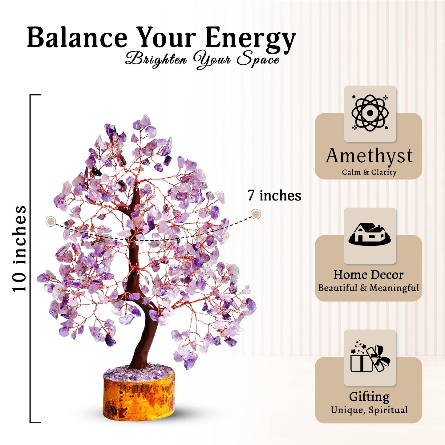 YATSKIA Amethyst Crystal Tree Stones and Crystals Tree of Life, Crystal Home Decor, Good Luck Gifts, Spiritual Gifts for Women