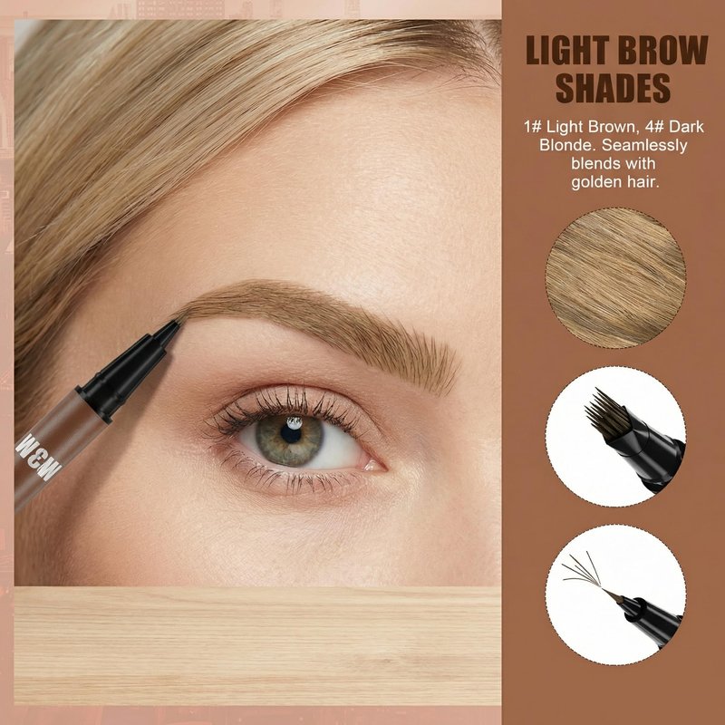 YeMoMo 4D Double-Ended Eyebrow Pen, Hair-Like Brush Tip, Waterproof Brow Tint with Soft Nib, Available in 5 Natural Colors (3#Dark Brown)