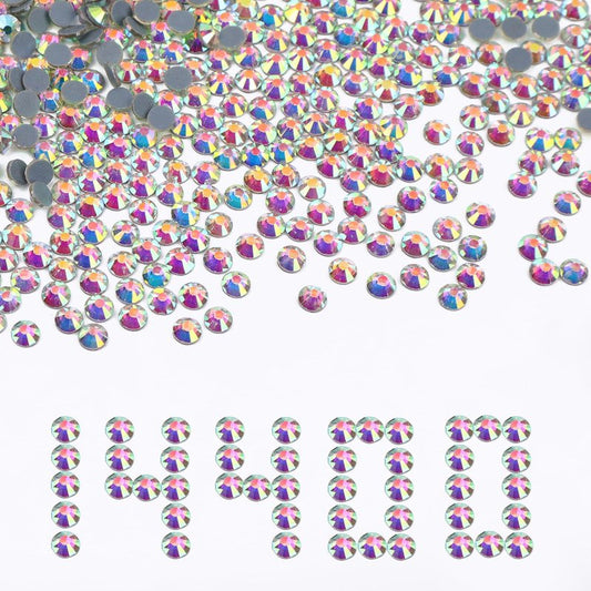 NCB 14400pcs Hotfix Crystal Rhinestones for Clothes Crafts, Hot Fix Bulk Flatback Crystals, Iron on Hotfix for DIY Decoration 100 Gross (Crystal AB, ss20/14400pcs)