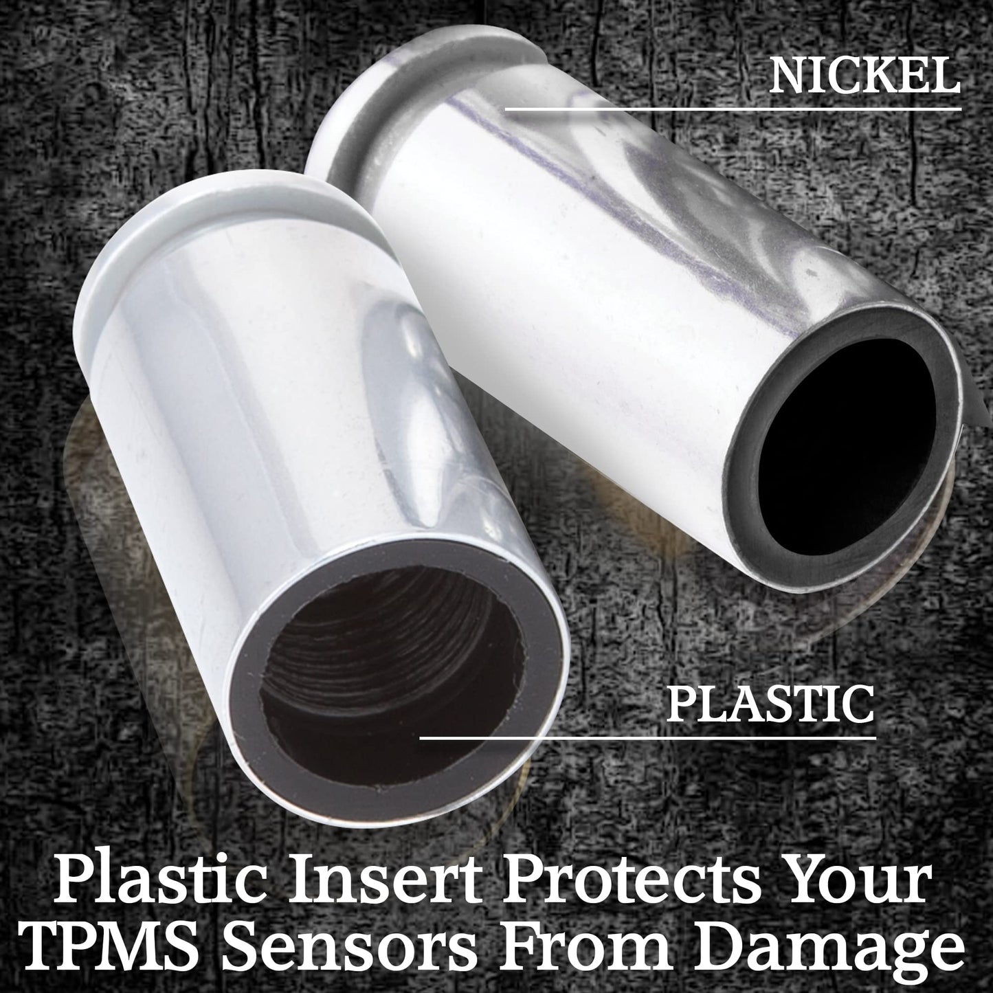 Lucky Shot - 40 Cal Bullet Shaped Casing Tire Valve Stem Caps | Tire Pressure Caps | Stem Tires Accessories for Cars, SUVs, BMX Bike, Bicycle, Truck, Motorcycle | Nickel Stems Covers (Set of 4)