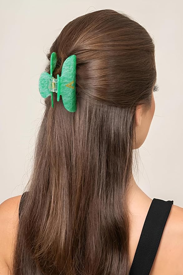 Initial Cute Hair Clips - Letter Elegant Hair Claw Clips, Fashion Glitter Claw Clips Durable Hair Clips, Wedding Gift, Bridesmaid Gifts, Birthday Gifts, Christmas Gift, Green Letter T