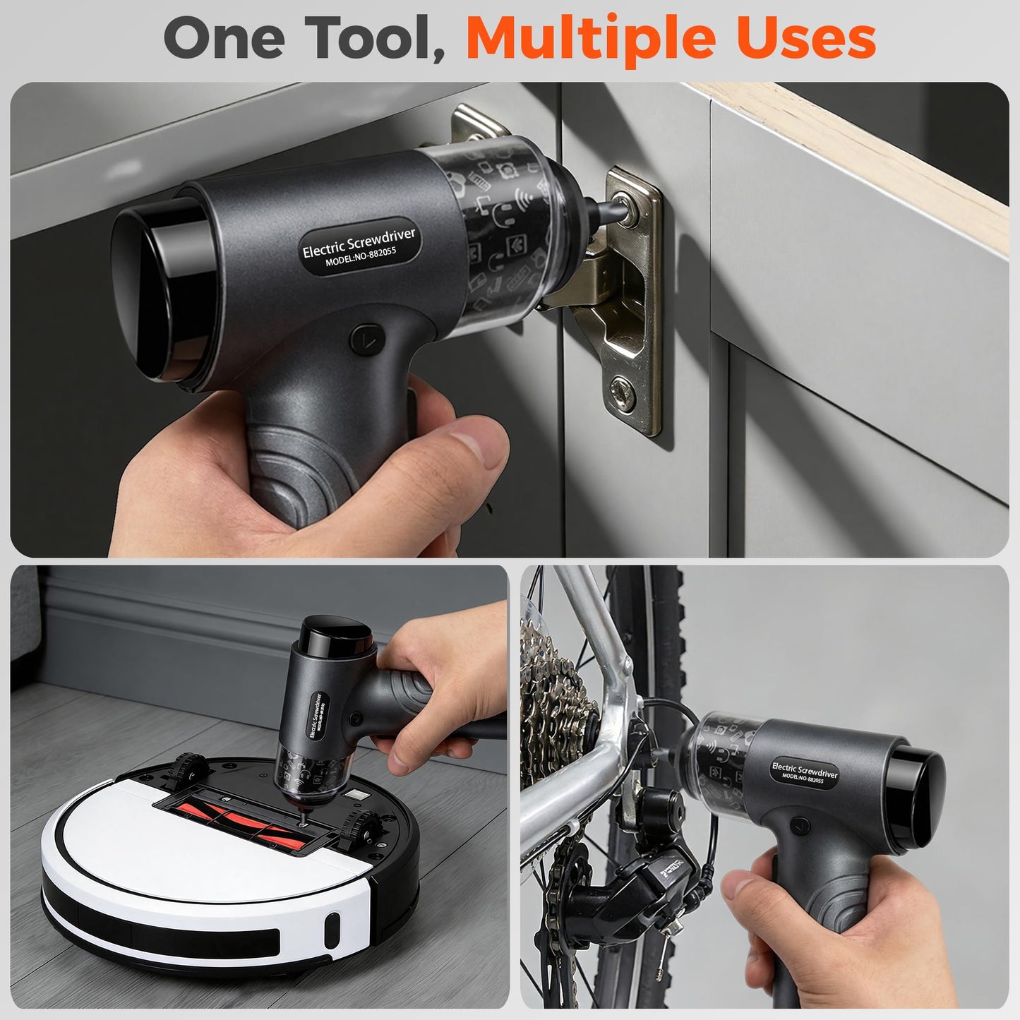 Cordless Electric Screwdriver Set with 7 Torque Settings & Motor Lock Protection, Digital Display, LED Light, 2500mAh Battery, 32 Bits, 1/4’’ Hex Mini Tool Kit for Home & Electronics Repair