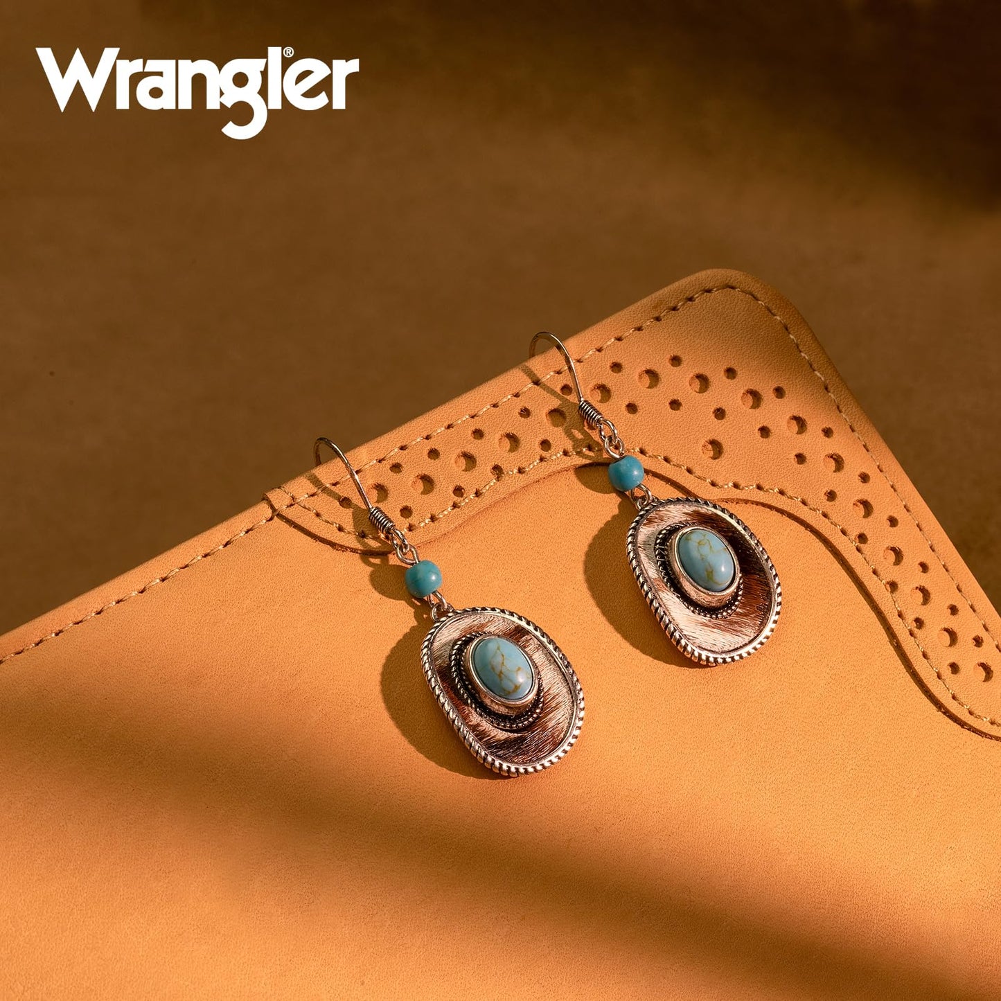 Wrangler Western TearDrop Dangle Earrings for Women Country Statement Genuine Horsehair Turquoise Vintage Cowgirl Cowboy Jewelry (Silver-Turquoise A)