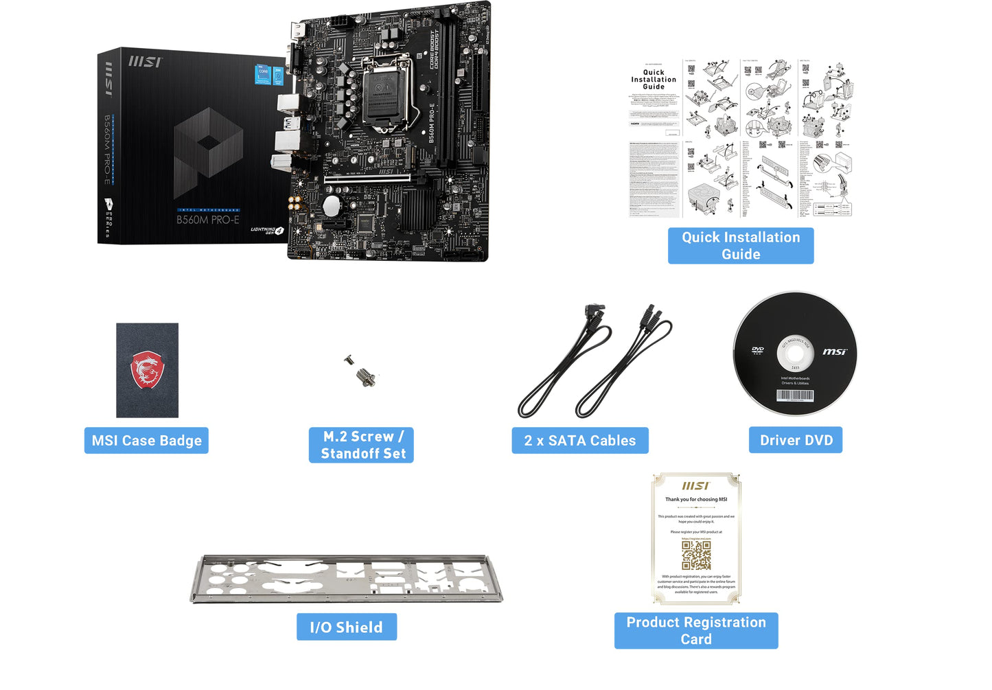 MSI B560M PRO-E ProSeries Motherboard (mATX, 11th/10th Gen Intel Core, LGA 1200 Socket, DDR4, PCIe 4, M.2 Slot, USB 3.2, Gbps LAN)