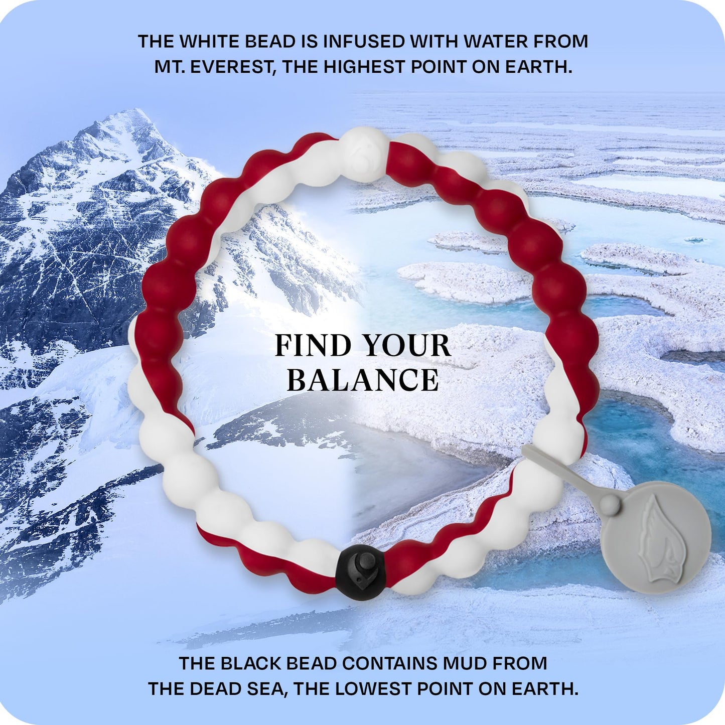 Lokai Silicone Beaded Bracelet for Men & Women, NFL Football Collection - Arizona Cardinals, Medium - Silicone Jewelry Fashion Bracelet Slides-On for Comfortable Fit