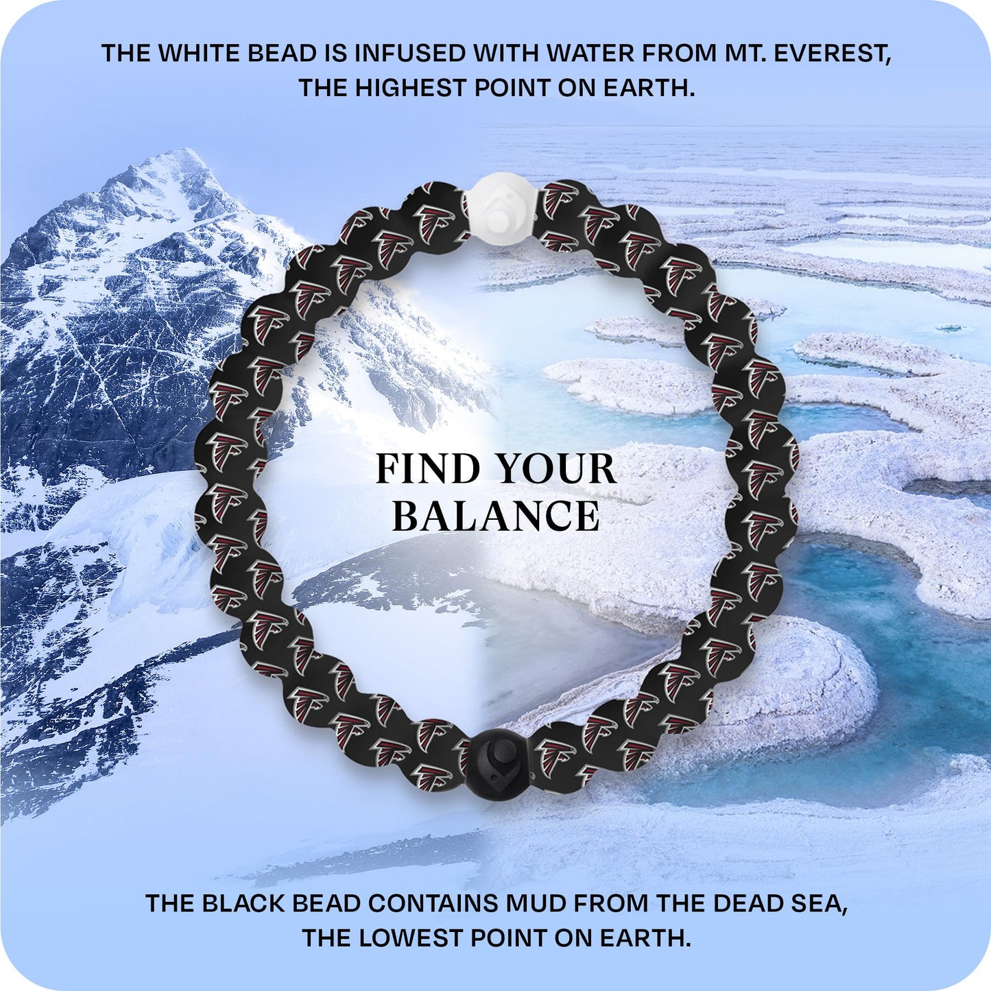 Lokai Silicone Beaded Bracelet for Men & Women, NFL Football Collection - Atlanta Falcons, Medium - Silicone Jewelry Fashion Bracelet Slides-On for Comfortable Fit
