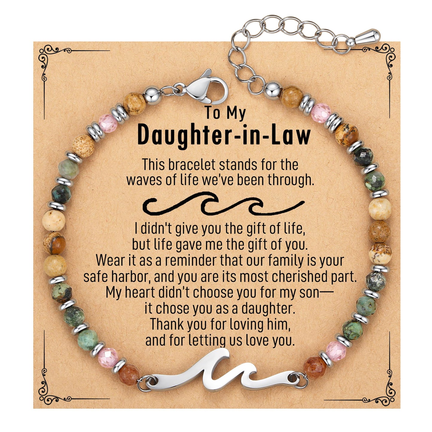 TONY & SANDY Daughter in Law Gifts, Wedding Birthday Gifts for Daughter in Law, Wave Bracelet for Women, Unique Christmas Valentines Mothers Day gift for Bonus Daughters from Mother-in-Law