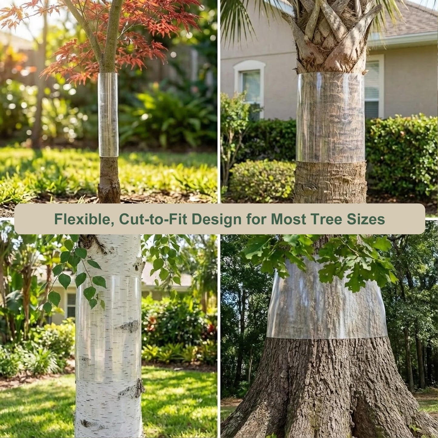 Bltopabb 48" L X 16" W Thickened PVC Transparent Tree Guard for Iguana Prevention, Easy Install Reusable Wrap with Strong Adhesive, Stops Cats from Climbing Trees