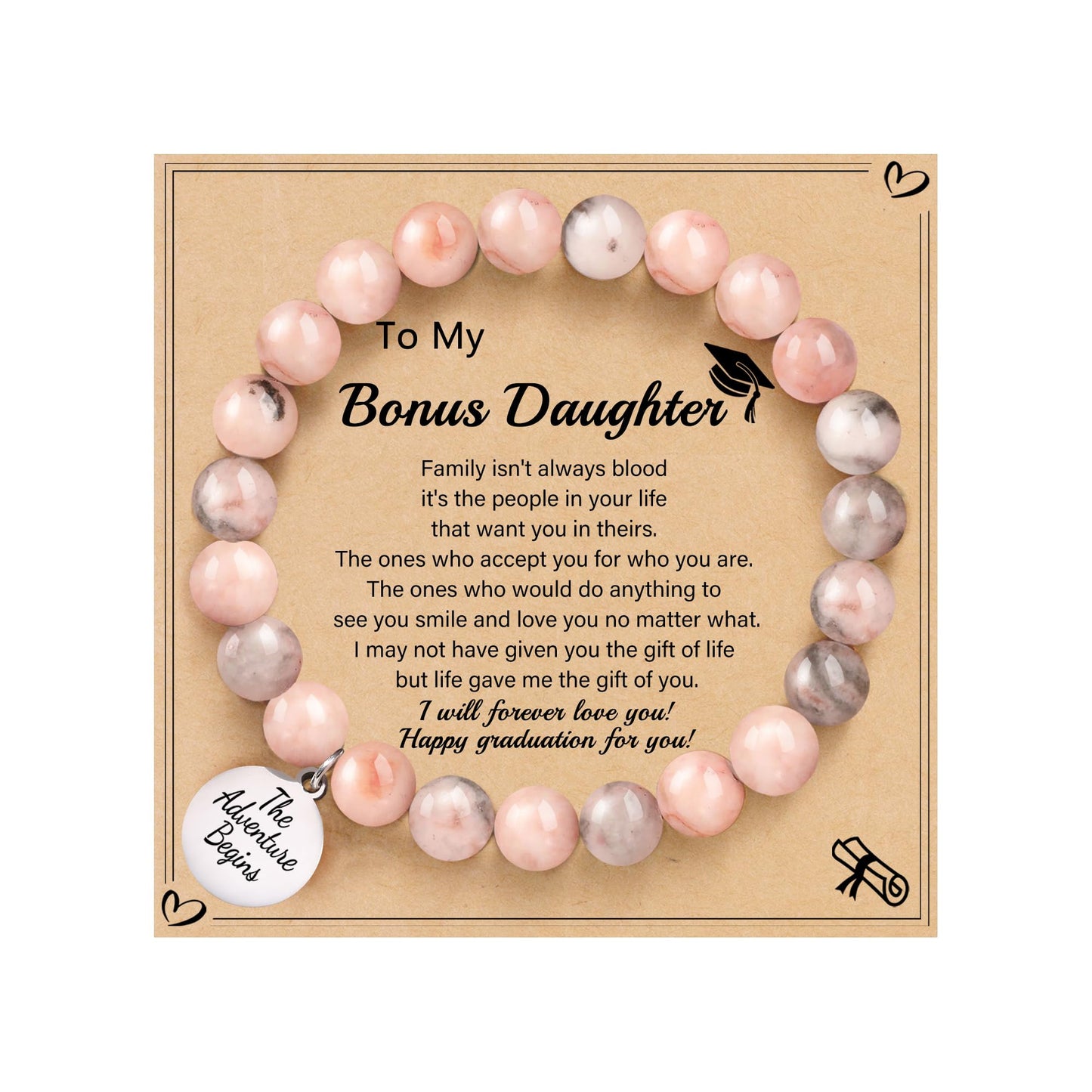 Sistble Graduation Gift for Her Class of 2026 Graduation Bracelet College High School Jasper Beaded Bracelets for Women Bonus Daughter Inspirational Gifts Trendy Jewelry