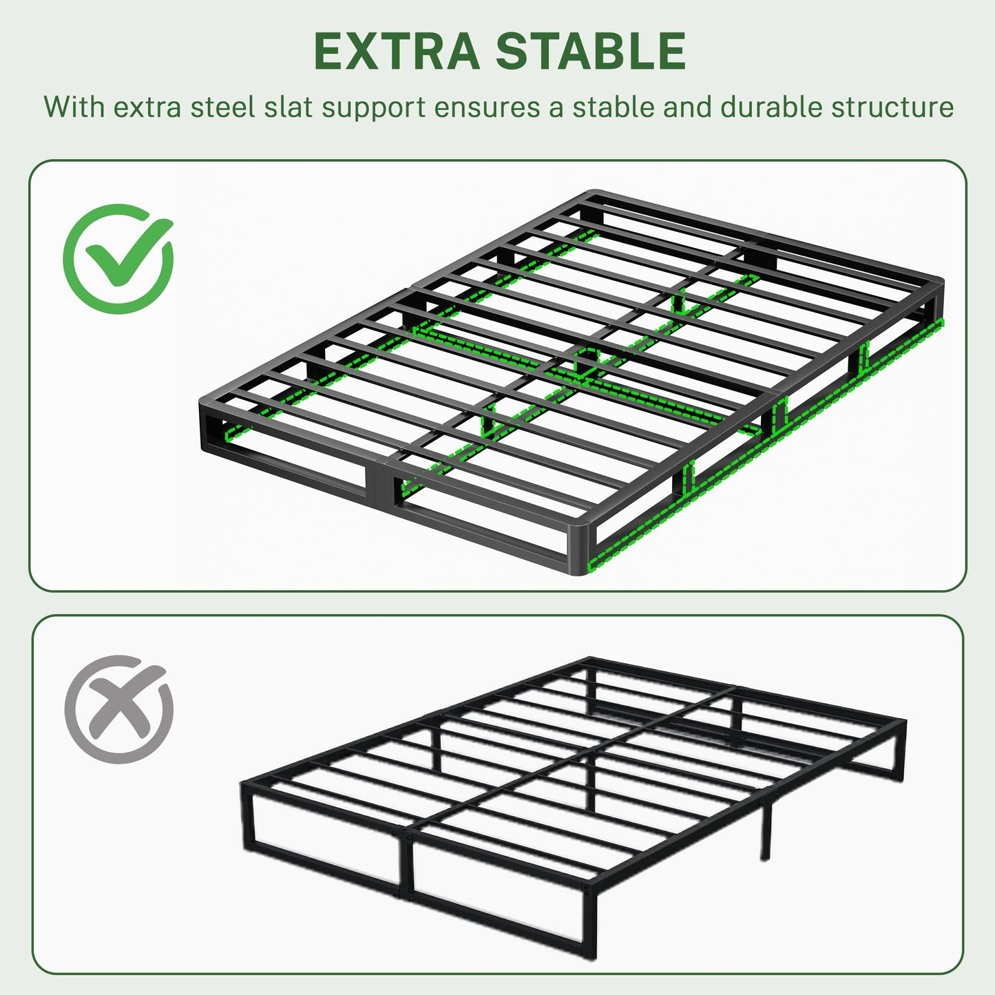 VIPSHOW 10 Inch King Metal Bed Frame Round Corner Low Platform Bed Frames 3000 LBS Heavy Duty Steel Slats Support Mattress Foundation No Box Spring Needed, Noise Free, Easy Assembly, Black