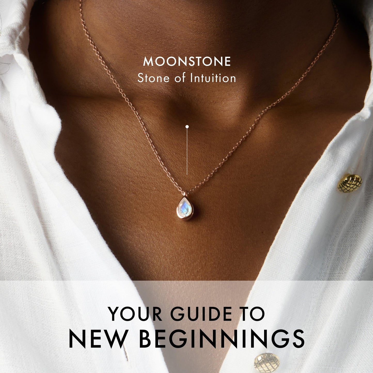 Moon Magic Moonstone Necklace - Hidden Heart / 925 Sterling Silver - 18k Rose Yellow Gold Rainbow Moonstone Necklaces for Women/Authentic Crystal Jewelry