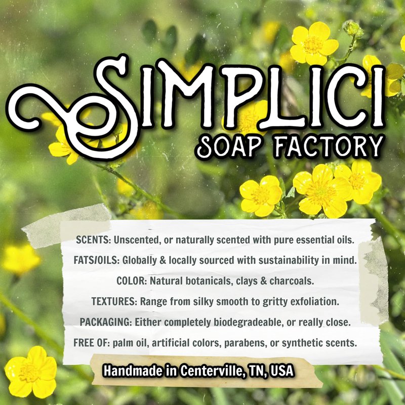 Simplici Peppermint Natural Soap (exfoliating + pure essential oils) 6 Bar Value Bag. Palm Free.