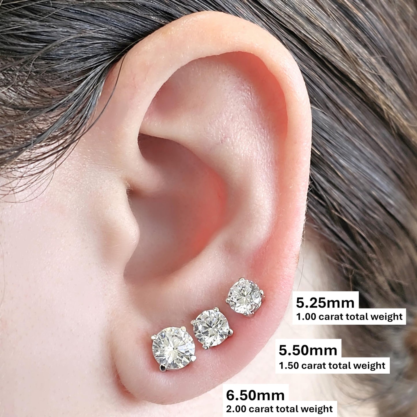 Central Diamond Center Round Simulated Diamond Stud Earrings Hypoallergenic Metal & Sterling Silver CZ - 6.50mm (2.00cttw) Rose
