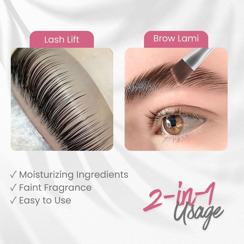 Libeauty Salon Choice Lash Lift Glue Balm, Super Sticky for Brow Lamination and Eyelash Perm, Gentle Fragrance, Water Soluble, Brush Included, Pink Peach